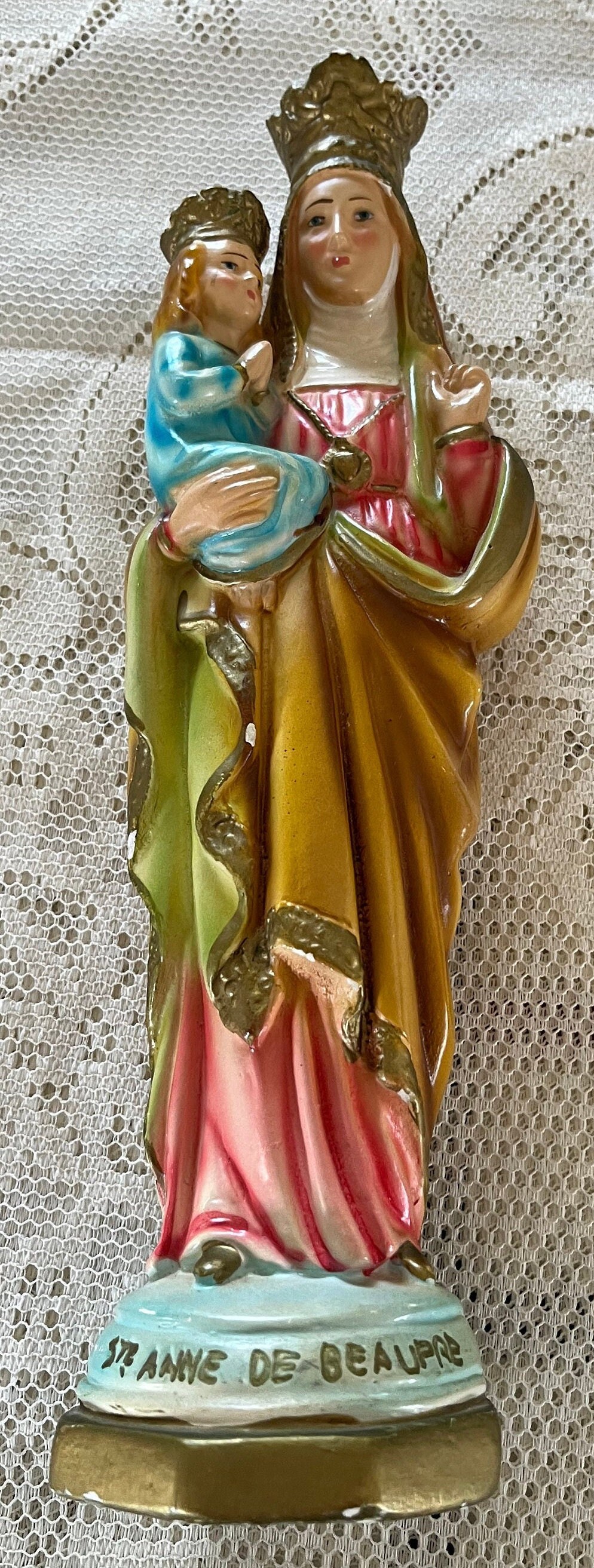 Vintage Jesus Sacred Heart Statue, 12” Jesus Statue, Vintage Jesus