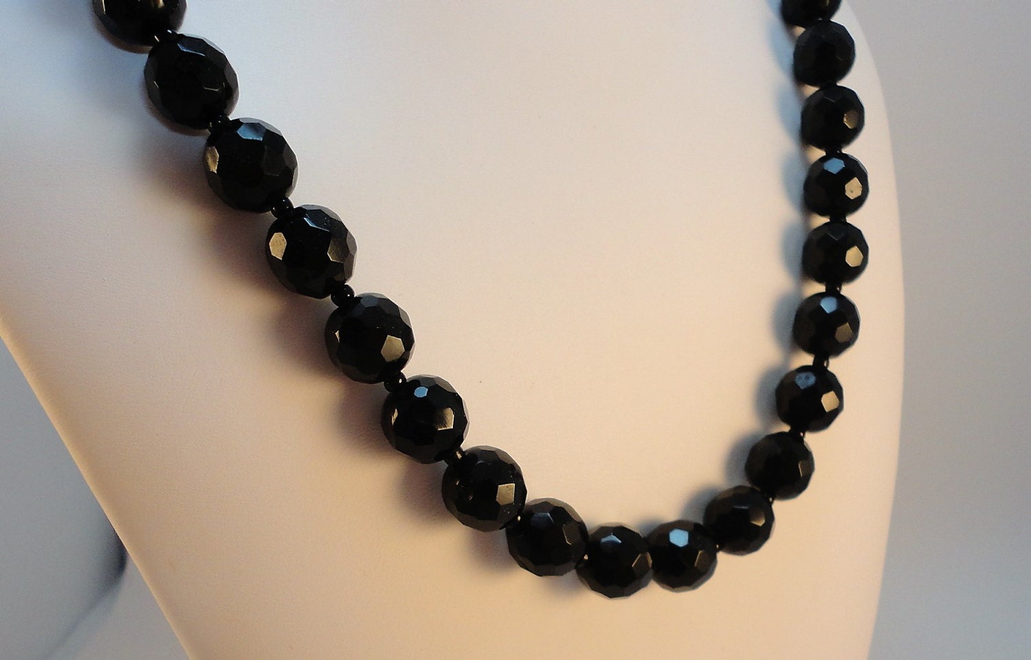 50s French Jet Black Glass Facetted Beads Matinee Necklace - Etsy Canada