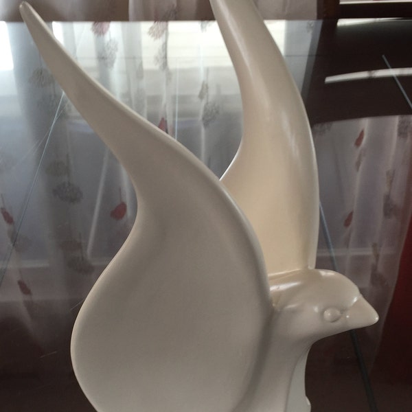 70s Studio Pottery Modern Art Tall White Goose Figurine