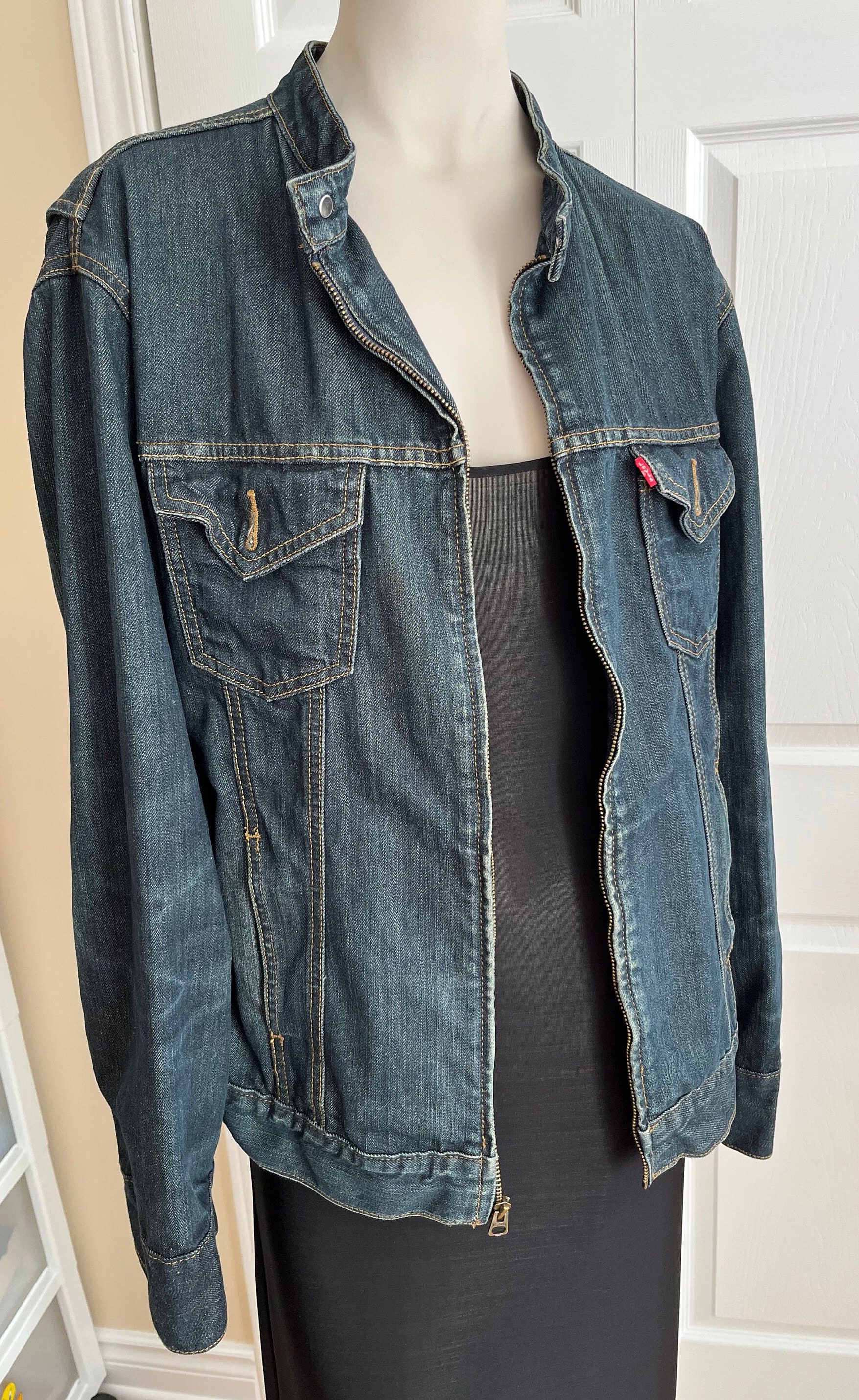 90s Levis Denim Jacket Size Large Zippered Vintage #70509 - Etsy
