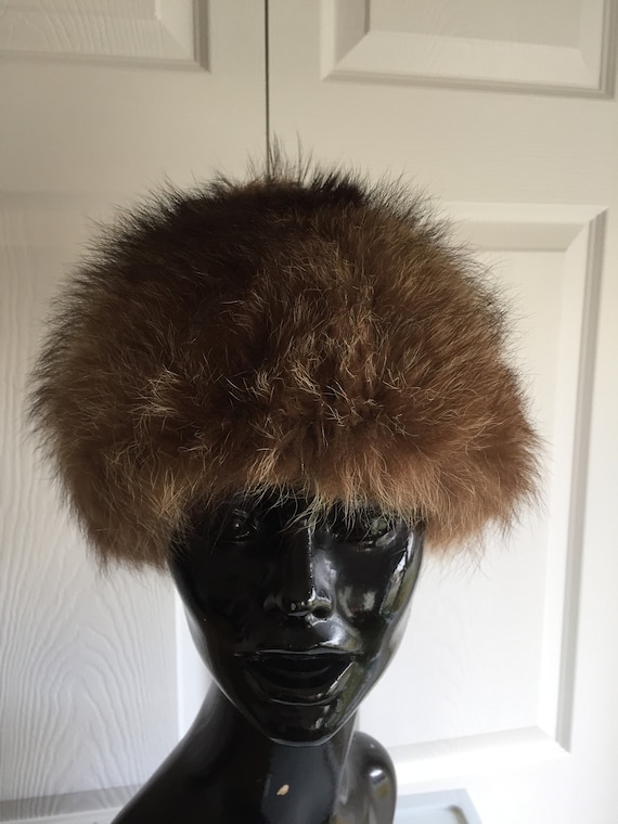 60s Vintage Raccoon Fox Fur Women Hat S 21.25 Made in Canada  display picture 1