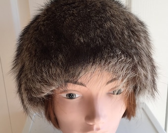 60s Raccoon Women Hat Extra Small 20.5 inches Vintage