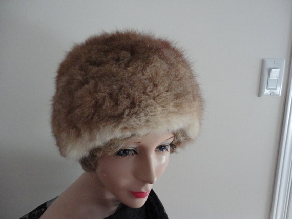 Vintage Brown Opposum Fur Women Hat 60s Canada Sm… - image 1