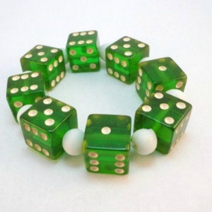 50s clear green Bakelite dices stretch bracelet vintage image 1