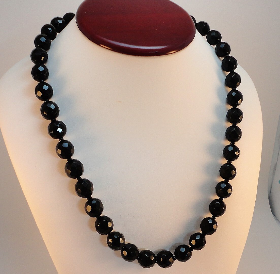 50s French Jet Black Glass Facetted Beads Matinee Necklace - Etsy Canada