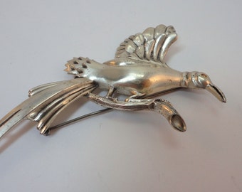 40s Coro Craft Sterling figural bird brooche vintage