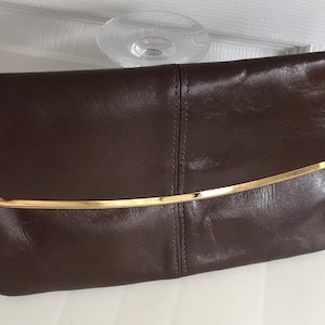 70s vintage Brown Leather Clutch Purse 70s