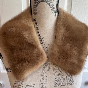 60s Light brown genuine mink fur collar Chic