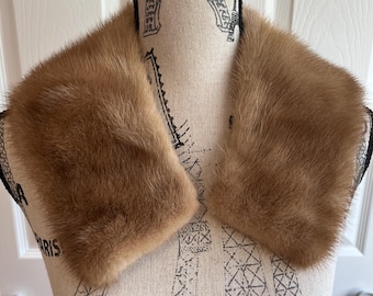 60s Light brown genuine mink fur collar Chic