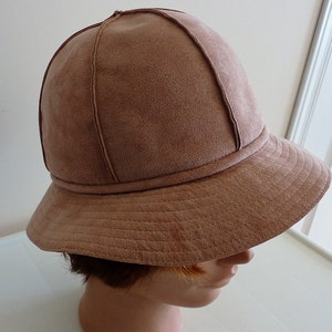 70s Old Rose Suedine Women Hat Anita Pineault Made in Canada 21 1/2 inches small image 1