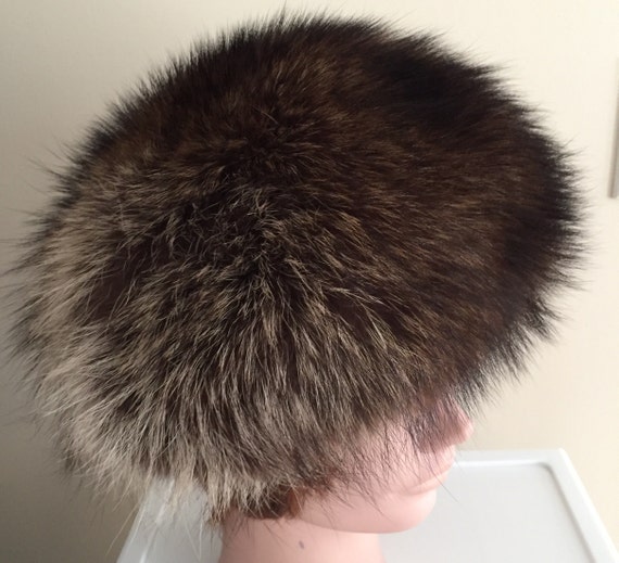 60s Brown/Beige Raccoon Women Hat Medium 21 3/4 I… - image 4