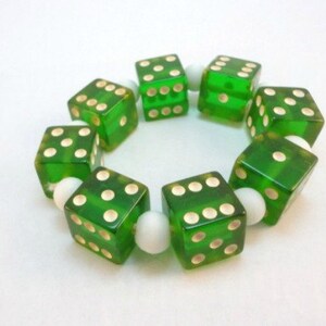 50s clear green Bakelite dices stretch bracelet vintage image 2