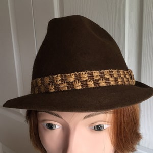 70s Vintage Brown Felt Men Hat 6.725 or 21.5 Small Biltmore Llama