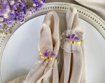 Floral Resin Napkin Rings: Gold Wedding Table Decor