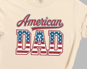 American Dad Shirt, Patriotic USA Flag Tee, Comfort Colors Heavyweight T-Shirt