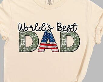 Patriotic USA Flag Dad T-Shirt, Comfort Colors Heavyweight Tee