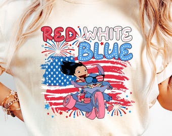 Stitch 4th of July Shirt, Lilo and Stitch America Tee, Red White Blue Stitch Shirt, Patriotic Disney Shirt