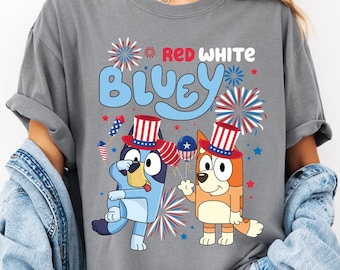 Blue dog 4th of July Shirt: Patriotic Comfort Colors Family Tee
