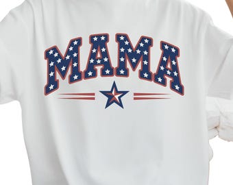 Mama USA Shirt, Patriotic Mom Outfit, Red White Blue Tee