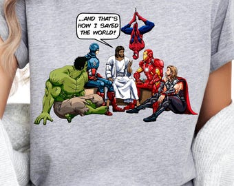 Jesus and Superheroes Tee: Saved the World Faith Shirt