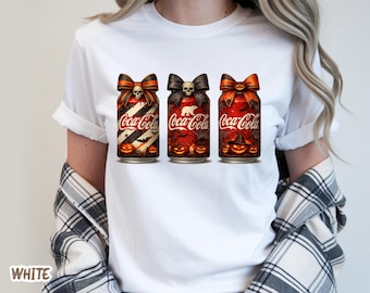 Coca Cola Skull Halloween Shirt, Gothic Pumpkin Soda Tee, Haunted Fall Graphic Shirt, Dark Horror Drinkwear cocacola bear