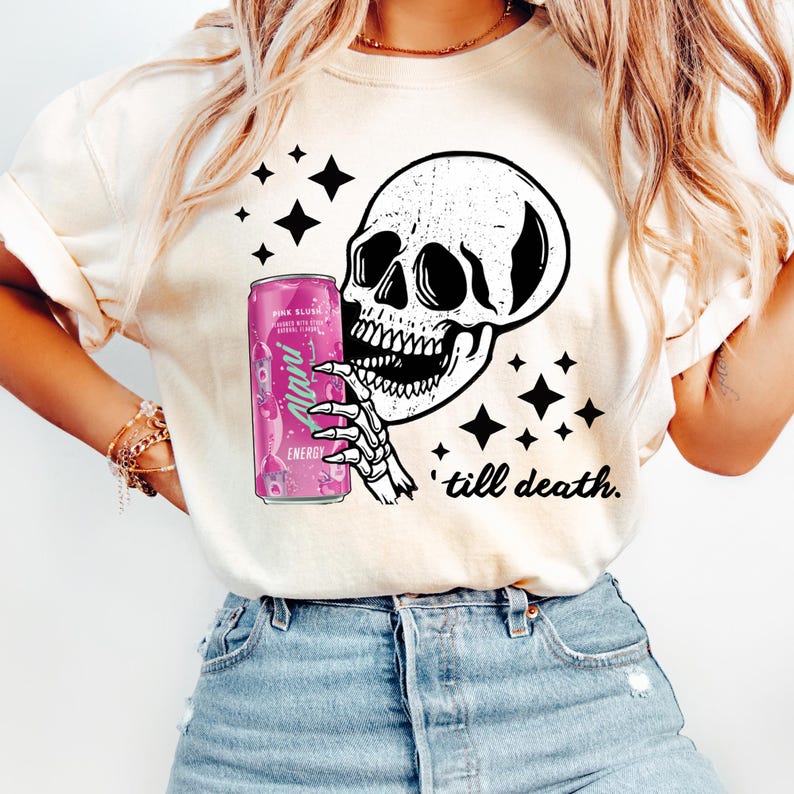 Alani til death comfort colors, Pink Chaos Skull Shirt for Energy Drink Lovers image 6