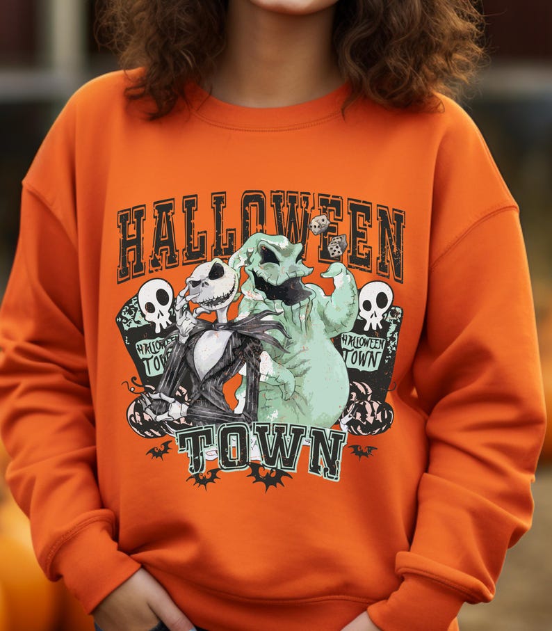 Halloween Town Shirt, Jack Skellington Oogie Boogie Tee, Nightmare Movie Graphic Shirt, Gothic Halloween Sweatshirt image 4