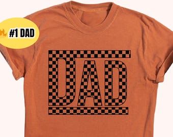 Retro Dad Shirt, Checkerboard Style Comfort Colors Tee, Minimal Streetwear Dad Outfit