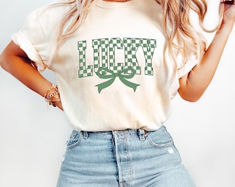 Lucky Sweater, Women's Lucky Shirt, Lucky Coquette Bow Shirt, Women's St Patrick's Day Sweatshirt, Lucky Shirt, St Patty's Sweatshirt, lucky
