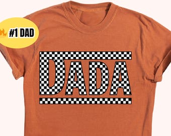 Retro Checkerboard Dada Shirt, First Fathers Day Gift, Comfort Colors Tee