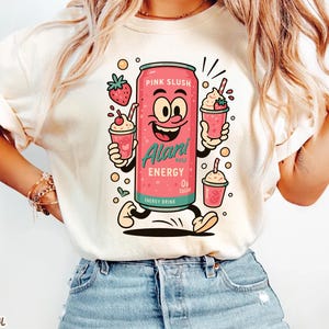 Alani Nu Energy Drink Shirt, Pink Slush Cartoon Tee, Soft Girl Outfit image 3