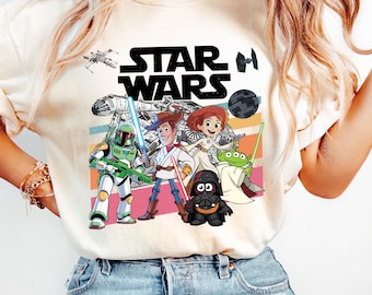 Toy Story Star Wars T-Shirt: Buzz, Woody, Leia & Darth Alien Parody