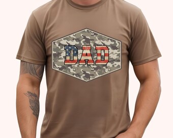 Patriotic Dad Shirt, USA Flag Camo Tee, Military Veteran Father's Day Gift