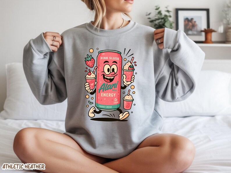 Alani Nu Energy Drink Shirt, Pink Slush Cartoon Tee, Soft Girl Outfit image 8