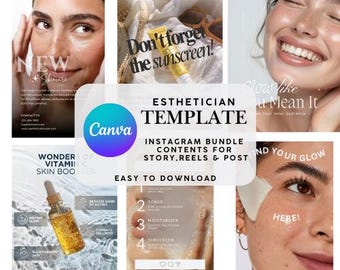 Plantillas de Instagram para esteticistas: Publicaciones, historias y videos de belleza, spa y redes sociales para esteticistas (Canva)