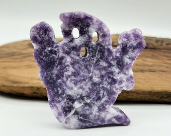 2" Purple mica Crystal Ghost Decor Figurine Hand Carved Gemstone Reiki Healing Stone Ghost Statue Sculpture for Halloween Decor Home Decor
