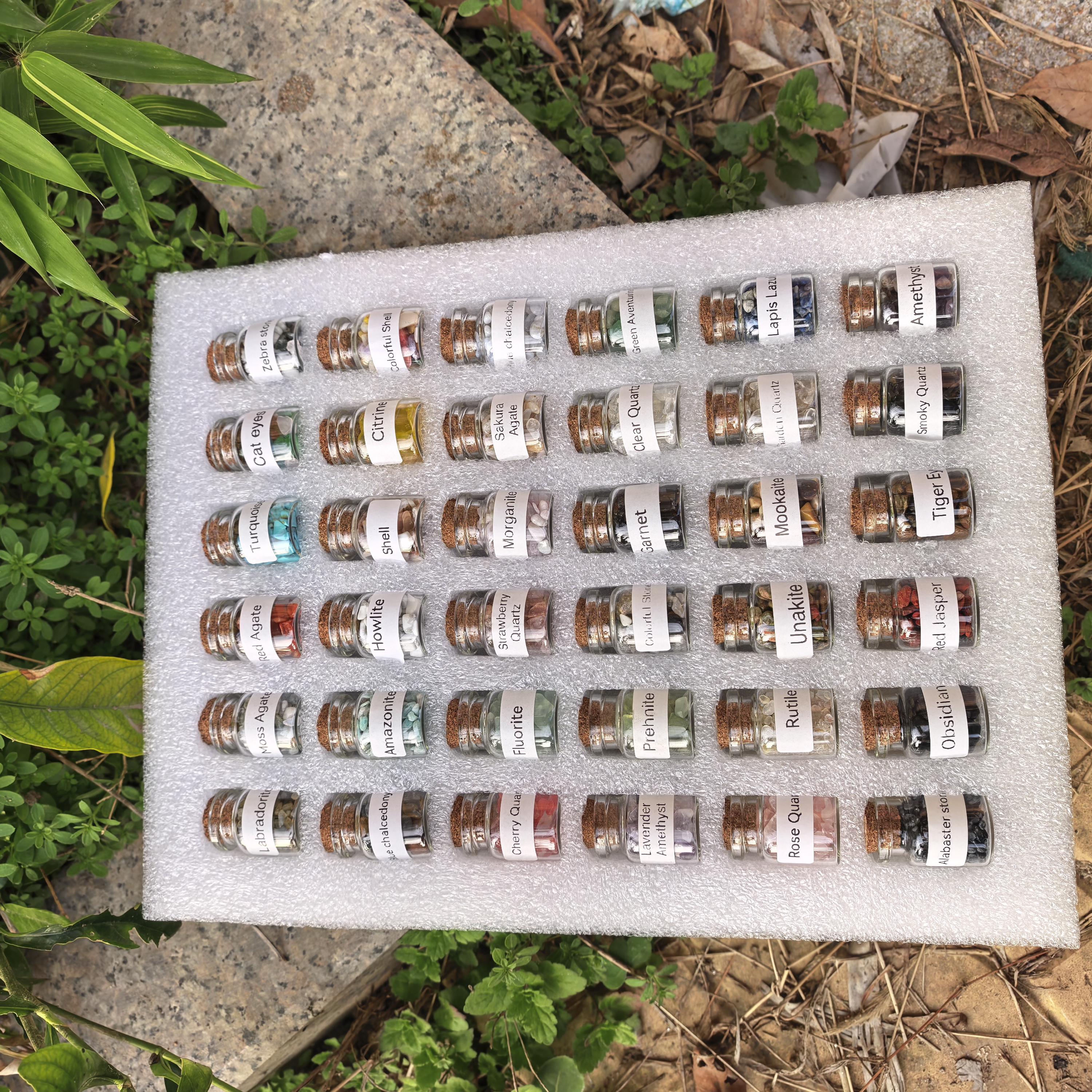 36piece Chakra Healing Crystal Set Natural Gemstone Bottles for Wicca ...