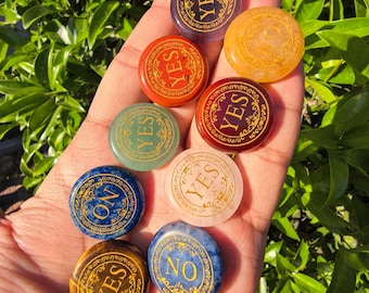 Crystal Worry Stones Bulk,Mini Healing Decision Stones (Yes/No), Carved Gemstone Chakra Set for Meditation, Anxiety Relief,Pocket Decor Gift
