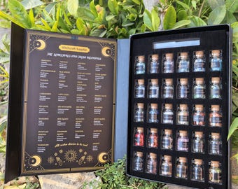 30-teiliges Chakra-Heilkristall-Set, natürliche Edelsteinflaschen für Wicca, Hexerei-Energieausgleich, handgefertigte spirituelle Geschenkbox
