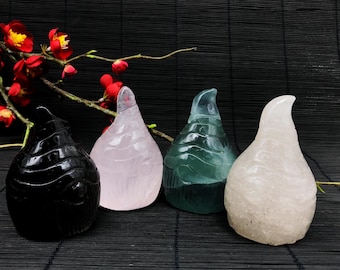 Eye Statue Hand Carved Art Natural Quartz Crystal Animal Figurine for Home Office Decoration with Luck