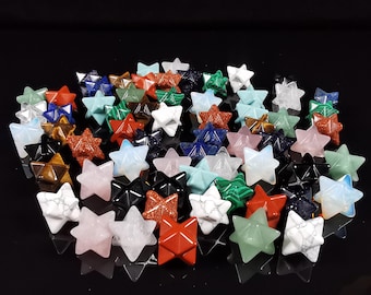 10pcs Merkaba Star Crystal Worry Stones Bulk Mini Crystals and Healing Stone Carved Merkaba Star Gemstone Chakra Stones Meditation Decor
