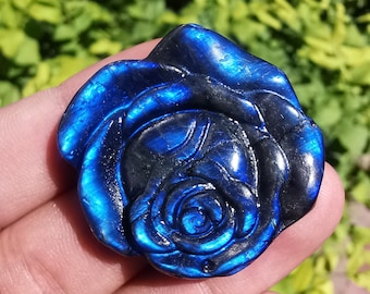 Hand Carved Natural Crystal Rose Flower Figurines Decor Set Drilled Flower Stone Kit for DIY, Jewelry Making, labradorite