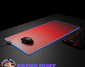 Rode geometrische Burst LED-gamingmuismat | RGB-randverlichting, grote bureaumat