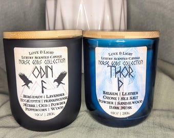 10 oz. Odin, Thor, Loki and Heimdall Candles: Norse Gods Collection