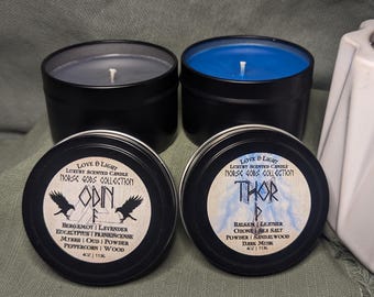 4 oz. Odin, Thor, Loki and Heimdall Candles: Norse Gods Collection