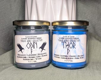 7 oz. Odin, Thor, Loki and Heimdall Candles: Norse Gods Collection