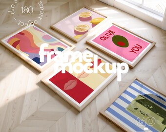 Flatlay frame mockup set of 5 frame mockup iso din a ratio