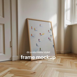 Din A Frame Mockup, PSD &JPG Simple Frame Mockup, Minimal Interior Mockup For Artwork Display, Interior Frame Mockup, Thin Wood Frame Mockup