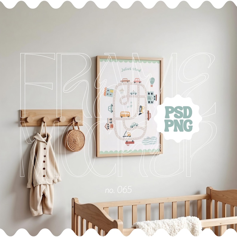 Nursery Frame Mockup With Din A Ratio, Boho Nursery Mockup Frame Template For Wall Art, Mockup For Nursery Room, Kids Room Frame Mockup PSD image 1