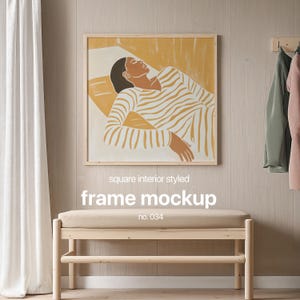Square Frame Mockup, Interior Frame Mockup Template, Scandi Frame Mockup, Minimalistic Mockup Frame, Wall Art Mockup, Square Frame Template